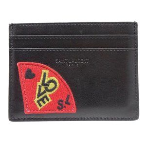 New Saint Laurent Black Love Patch Card Holder